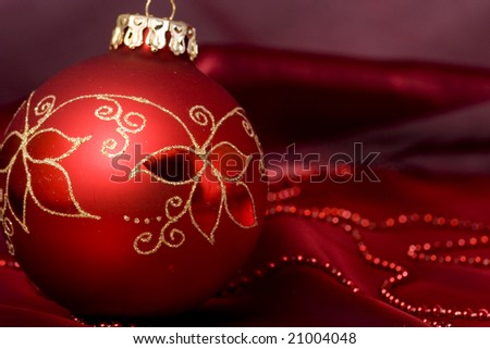 Christmas baubles with seasonal background