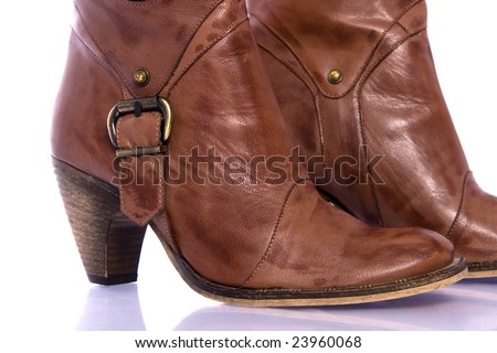 Stylish high heel fashion boot isolated on white