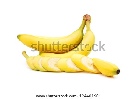 sliced bananas isolated on white background