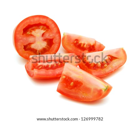 Tomato vegetable parts isolated on white background