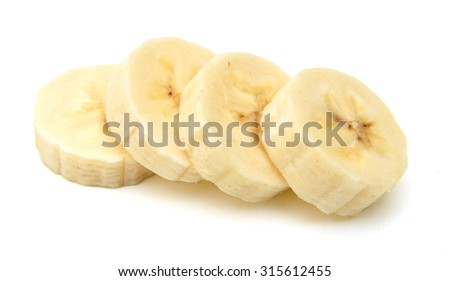 Banana slices isolated on a white