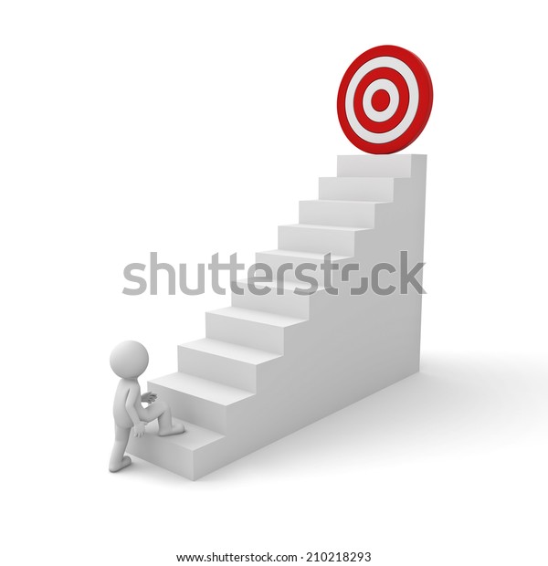 3d Business Man Stepping His Successful Stock Illustration 210218293