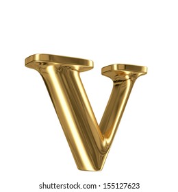 D Golden Letter Collection Lowercase V Stock Illustration