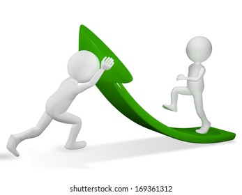 Man Climb Green Arrow Isolated D Stock Illustration