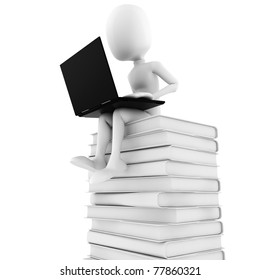 3d Man Sitting On Pile Books Stock Illustration 77860321 Shutterstock