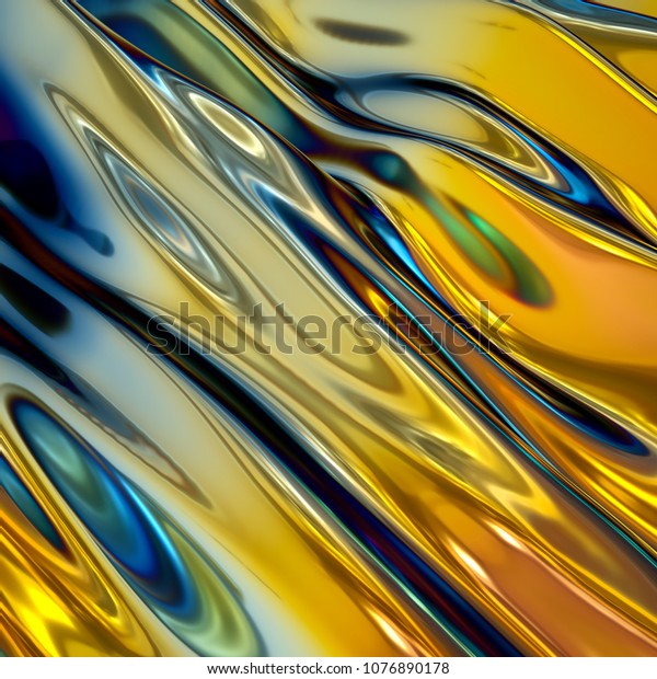 D Render Abstract Background Gold Holographic Stock Illustration