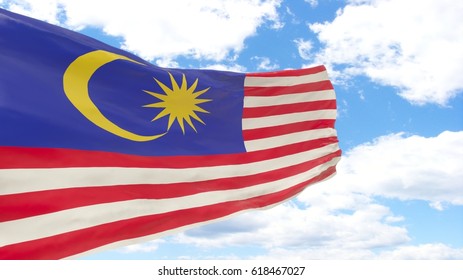 3d Render Malaysian Flag Waving On Stock Illustration 618467027