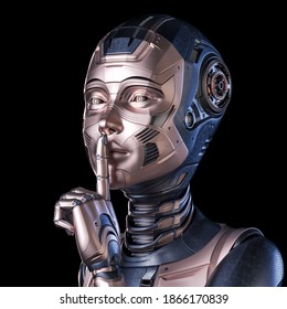 3d Render Very Detailed Robot Woman Stock Illustration 1866170839