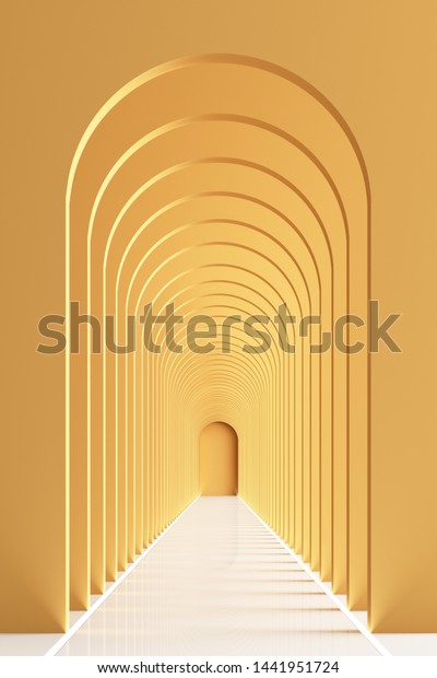 3d Rendering Arc Rhythm Hallway Led Stock Illustration 1441951724