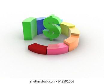 D Rendering Dollars Graph Stock Illustration Shutterstock