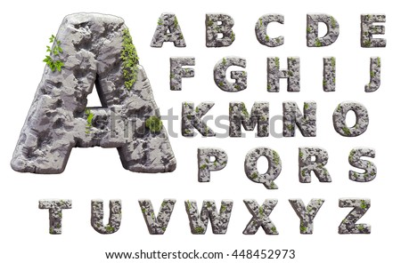 3 D Rendering Prehistoricrocky Alphabet Ilustración de stock448452973