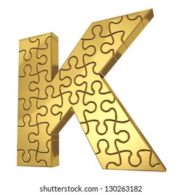 Puzzle Letter K Gold Metal On Stock Illustration 132804260