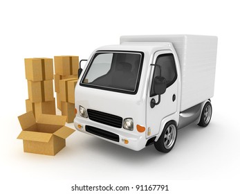 Open White Delivery Van 3d Render Stock Illustration 1817117300