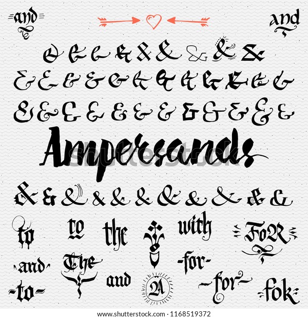 Ampersands Hand Drawn Catchwords Stock Illustration