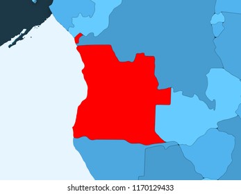 Angola Red On Blue Political Map Stock Illustration 1170129433