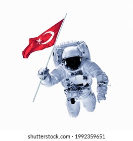 Astronaut Waving Turkish Flag Turk Who Stock Illustration 1992359651