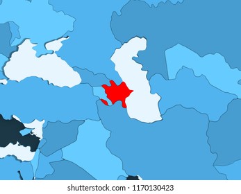 Azerbaijan Red On Blue Political Map ilustrações stock 1170130423