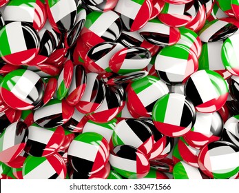 Kenya Badges Background Pile Kenyan Flag Stock Illustration