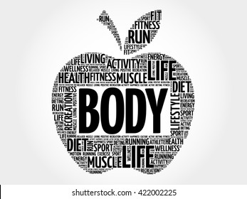 Body Apple Word Cloud Health Concept Stock Illustration