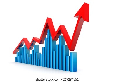 3d Illustration Business Graph Documents Isolated Stock Illustration