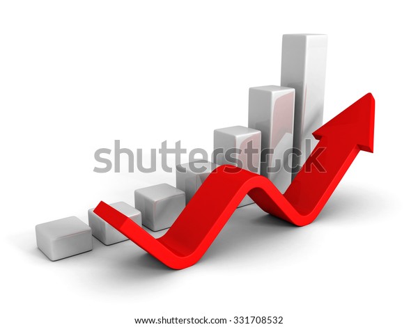 Business Graph Rising Arrow D Render Stock Illustration