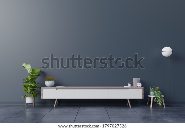 Cabinet Tv Empty Interior Room Dark Stock Illustration 1797027526