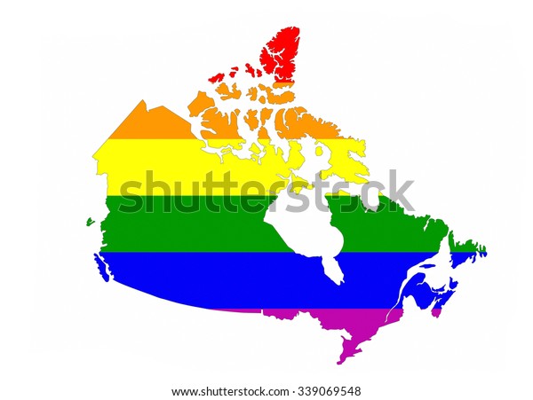 Canada Country Gay Pride Flag Map Stock Illustration