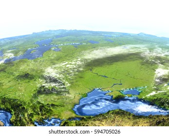 Caucasus Region On 3d Model Earth Stock Illustration 594705026