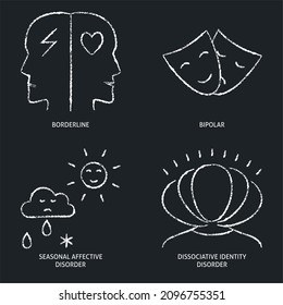 Chalkboard Mental Disorders Icon Set Line Stock Illustration