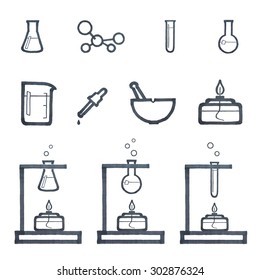 Vektor Stok Laboratory Display Distillation Chemistry Flat Design