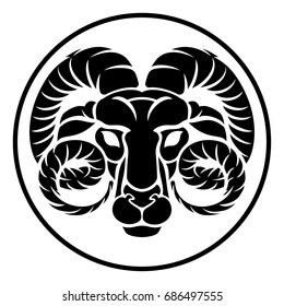 Circular Aries Ram Horoscope Astrology Zodiac Stock Illustration