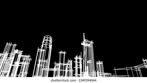 Dubai City Iconic Buildings Line Art Stock Vector Royalty Free