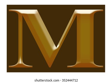 Letter M Gold Solid Alphabet Stock Illustration 202767814