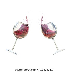 Clinking Wine Glass D Render On Stock Illustration