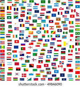 Collection World Flags On White Isolated Stock Illustration