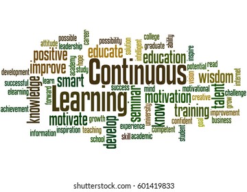 Continuous Learning Word Cloud Concept On Stock Illustration