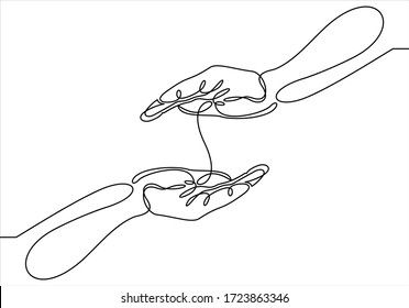 Continuous Line Drawing Hands Palms Illustration Stock Illustration