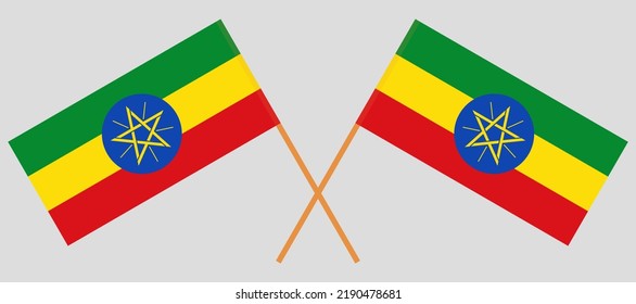 Crossed Flags Ethiopia Ethiopia Official Colors Stock Illustration