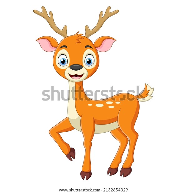 Cute Baby Deer Cartoon Isolated On Stock Illustration 2132654329