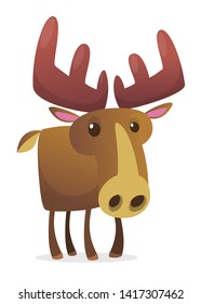 Cute Cartoon Moose Character Illustration Stock Illustration