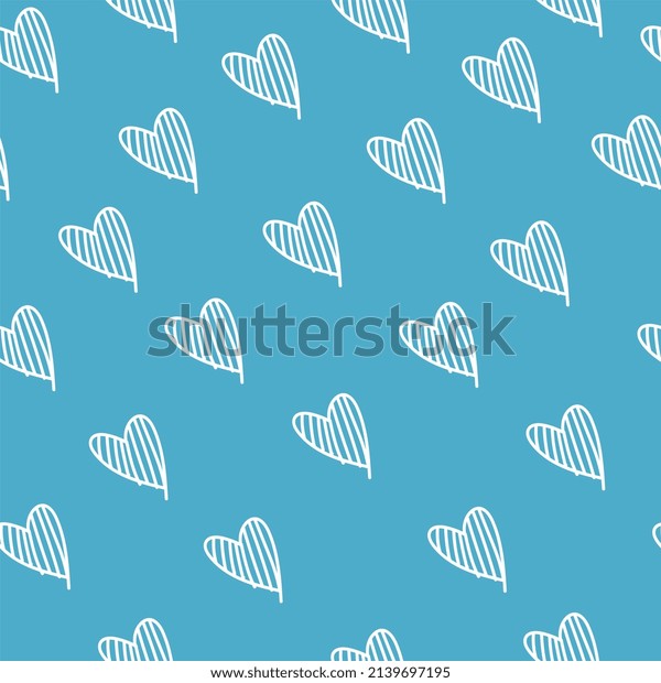 Cute Hand Drawn Heart Seamless Pattern Stock Illustration 2139697195