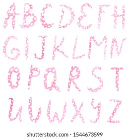 Cute Pink Polka Dot Alphabet Watercolor Ilustraci N De Stock