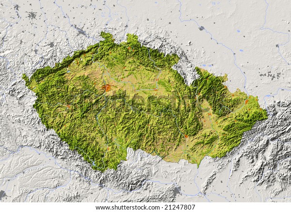 Czech Republic Shaded Relief Map Major Stock Illustration 21247807