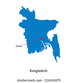 Detailed Map Bangladesh Capital City Dhaka Stock Illustration Shutterstock