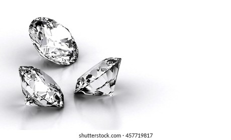 Group Diamonds Placed On White Background Stock Illustration