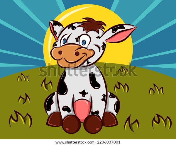 Drawing Cartoon Illustration Cow Farm Stock Illustration 2206037001