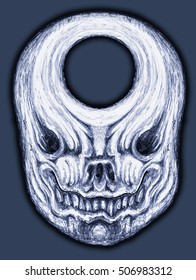 Dreadful Terrible Skull Lower Jaw Decoration Stock Illustration