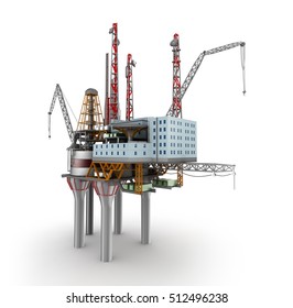 Oil Rig Sea Icon Cartoon Style Stock Illustration 490836838