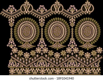 Embroidery Motif Textile Print Design Mughal ilustrações stock