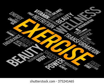 Exercise Word Cloud Fitness Sport Health Stock Illustration